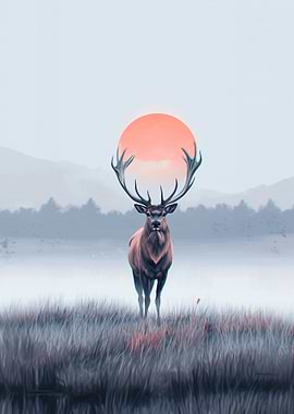 Deer with Sunset
