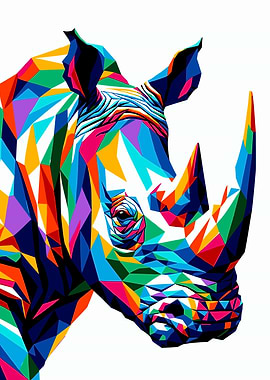 Colorful Rhino Portrait