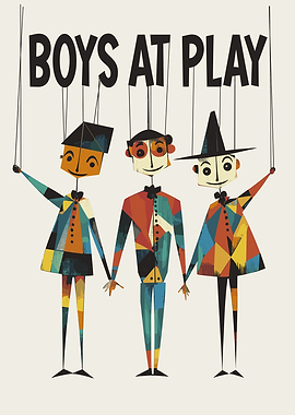 Boys at Play Puppet Art