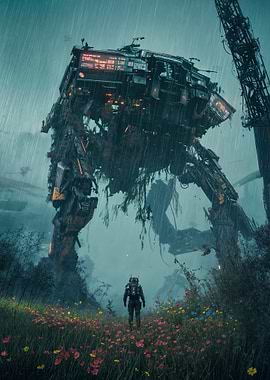 Giant Mech in Rain