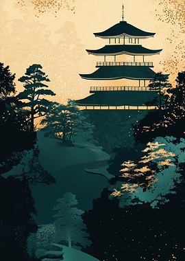 Japanese Pagoda Landscape Kintsugi