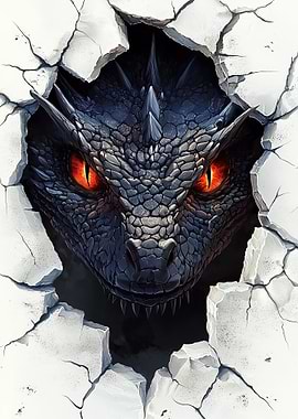 Dragon Breaking Through Wall