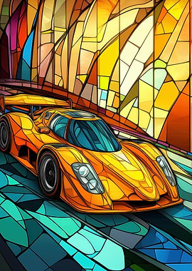 Stained Glass Race Car