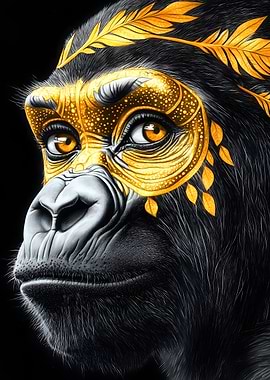 Golden Gorilla Portrait Animal