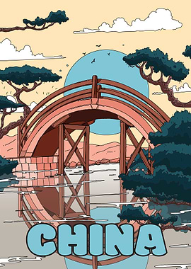 Chinese Bridge Illustration