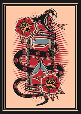 Hourglass & snake vintage design