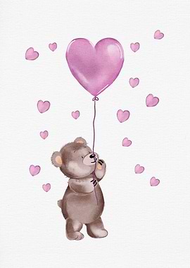 Teddy Bear with Heart Balloon