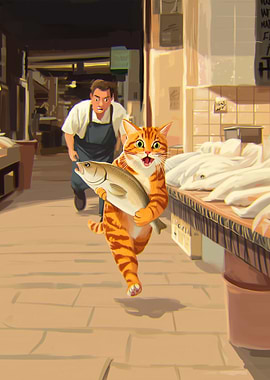 Cat Steals Fish