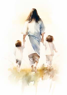Jesus Walking with Children