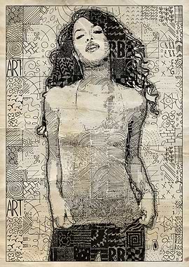Aaliyah Line Art Portrait