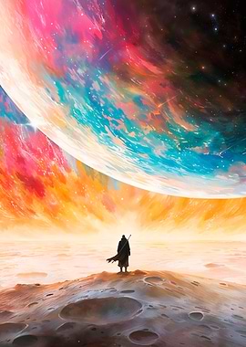 Lone Figure in Cosmic Landscape