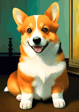 Smiling Corgi Portrait