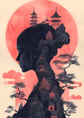 Japanese Woman & Pagoda