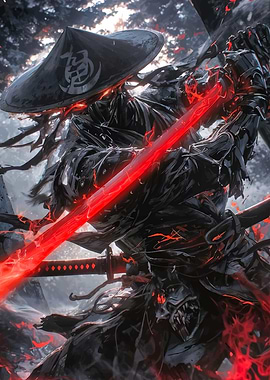 Samurai with Flaming Sword