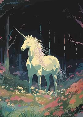 Unicorn in Forest