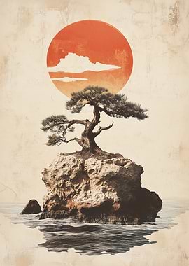 Japanese Bonsai Tree Sunset