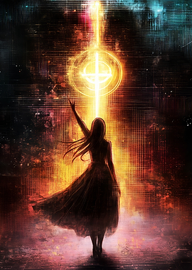 Silhouette Figure - Woman Reaching for Light