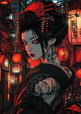 Geisha in Red Light District