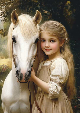 Girl and White Horse