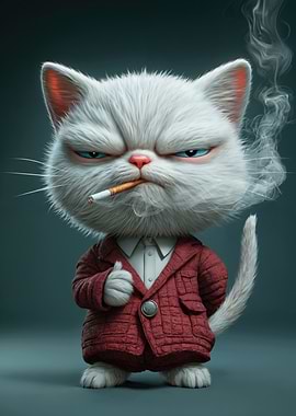 Cool British Cat Smoking