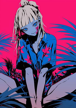 Anime Girl in Tropical Setting