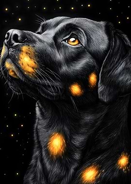 Black Rottweiler Dog with Golden Spots Animal