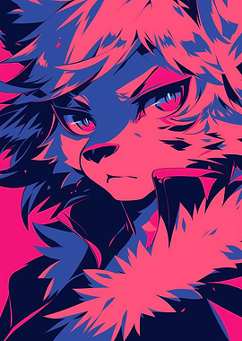 Furry Portrait in Neon Colors