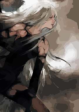 Anime Woman with White Hair