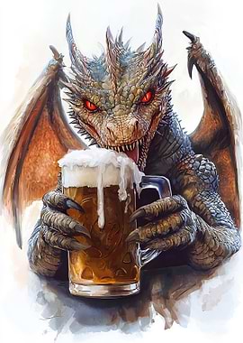 Dragon Drinking Beer