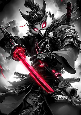 Samurai Parrot with Owl Mask