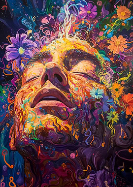 Abstract Portrait with Flowers