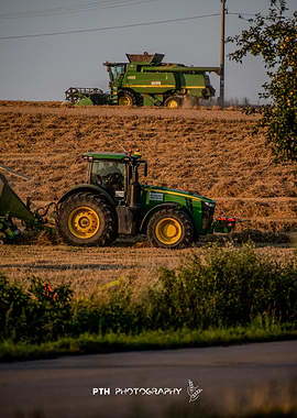 Green Tractor in Field