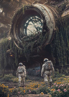 Astronauts in Overgrown Ruins