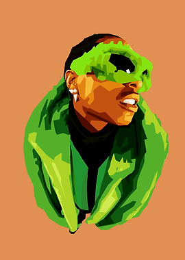 Green Masked Portrait