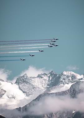 Jet Team Over Mountains