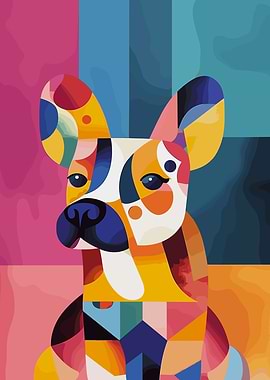 Original Abstract French Bulldog Dog Portrait