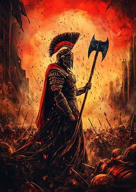 Infernal Conqueror: The Crimson Legionnaire - Spartan Warrior in Battle