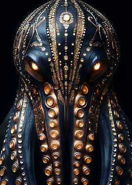 Golden Octopus Art Animal
