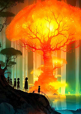 Glowing Tree in Forest