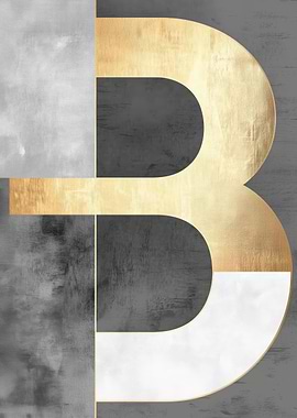 Gold & Grey Letter B