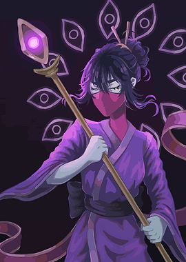 Purple-Clad Warrior with Staff