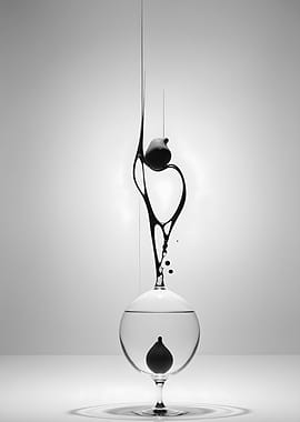 Black Ink Splash in Glass