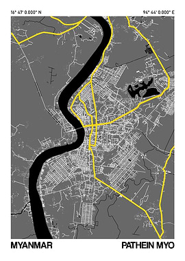 Pathein Myo City Street Map