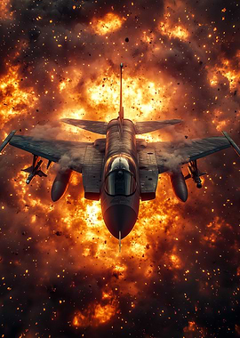 Jet Fighter in Explosion
