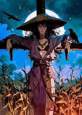 Scarecrow Woman in Cornfield
