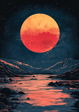 Red Moon Landscape