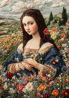 Embroidered Mona Lisa