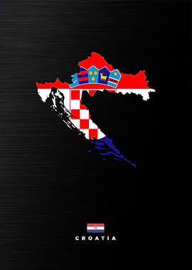 Croatia Map with Flag