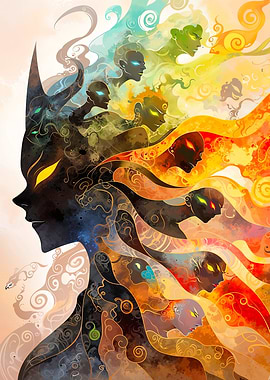 Abstract Female Figure with Multiple Faces