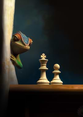 Chameleon Watching Chess